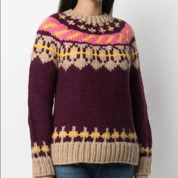 NWT Tory Burch Fair Isle Pullover Oversized Printed Sweater Knit - Picture 3 of 7